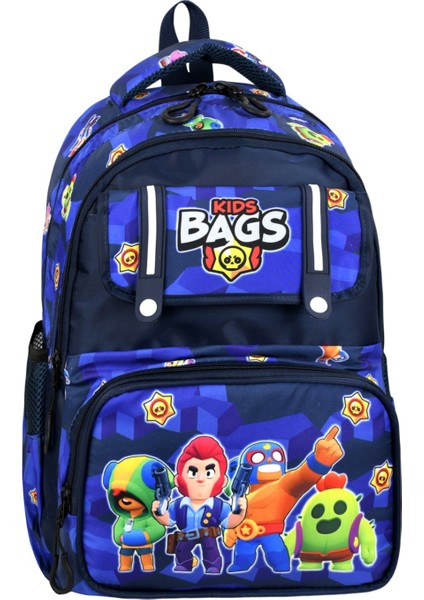 Kore Tarzı Kapaklı Lüks Erkek Çocuk Ortopedik İlkokul Çantası Folyolu Beslenme ve Kalemlik