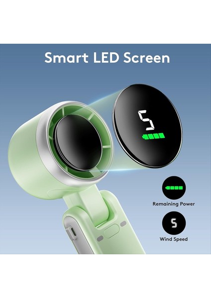 Taşınabilir El Mini Fan Katlanabilir Güçlü Rüzgarlar Turbo Fan Hızlı USB Şarj Edilebilir Kişisel Fan Dijital Ekran (Yurt Dışından) fırsatları