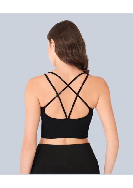Nbb Arkası Çift Çapraz Kesim Pedli Dikişsiz Rahat Günlük Kullanım Büstiyer/spor Sütyeni