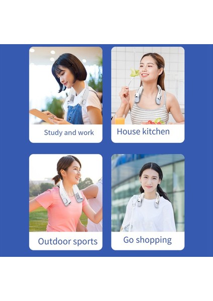 2400MAH Asma Boyun Fanı Katlanır Tembel Blades Boyun Mini Fan Turbo Fırçasız Sessiz Sessiz Spor Asılı Boyun Fan A (Yurt Dışından)