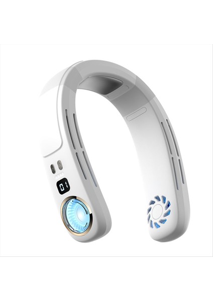 Boyun Kliması Taşınabilir Boyun Fanı Şarj Edilebilir Şaşırtıcı Bladess Boyun Fanlar Soğuk Hava Kişisel Soğutucu Beyaz (Yurt Dışından)