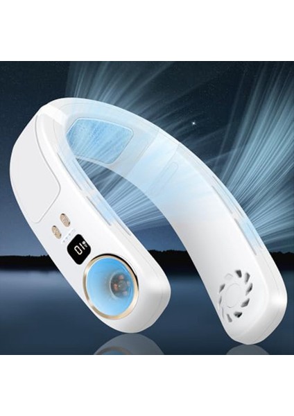 Boyun Kliması Taşınabilir Boyun Fanı Şarj Edilebilir Şaşırtıcı Bladess Boyun Fanlar Soğuk Hava Kişisel Soğutucu Beyaz (Yurt Dışından) fiyatları