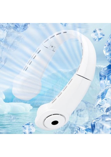 Boyun Kliması Taşınabilir Boyun Fanı Şarj Edilebilir Şaşırtıcı Bladess Boyun Fanlar Soğuk Hava Kişisel Soğutucu Beyaz (Yurt Dışından) modelleri