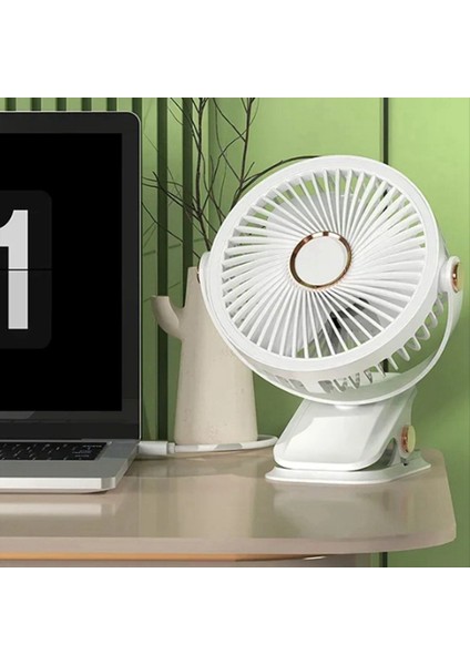 USB Şarj Edilebilir Fan Yurt Klipsli Tip Taşınabilir Mini Masa Fanı 360 Derece Rotasyon LED Işığı ile Ayarlanabilir Fan (Yurt Dışından) fiyatları