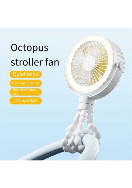 Beyaz Taşınabilir Şarj Edilebilir Bebek Bebek Fan Fan Klip-On Ahtapot Gecesi Işık Mini Kişisel El Taşınabilir Taşınabilir Fan (Yurt Dışından) fırsatları