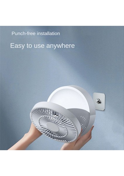 LED Işık ile Taşınabilir Fan 4000MAH Şarj Edilebilir Dijital Ekran Masaüstü Fan Yaz Fan Yatak Odası Masası Soğutma Fan-Mavi (Yurt Dışından)