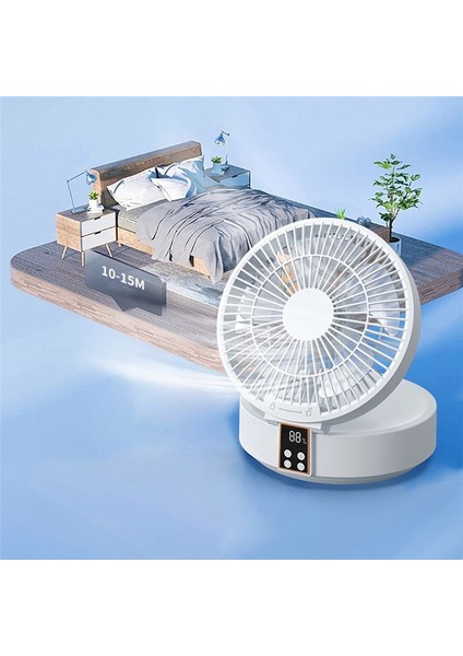 LED Işık ile Taşınabilir Fan 4000MAH Şarj Edilebilir Dijital Ekran Masaüstü Fan Yaz Fan Yatak Odası Masası Soğutma Fan-Mavi (Yurt Dışından) indirimleri