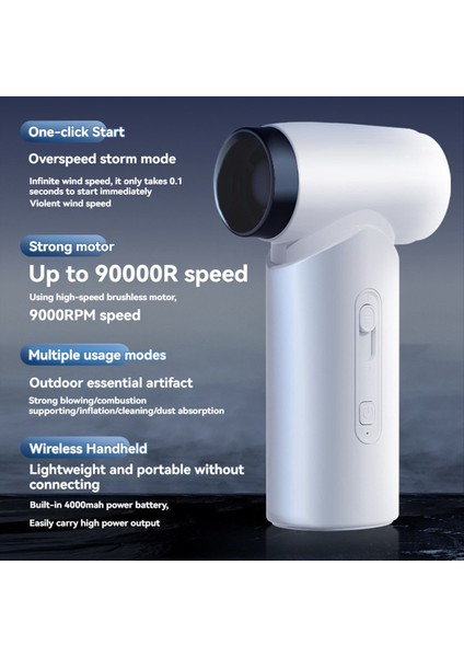 Güçlü Taşınabilir Turbo Fan 90000 Rpm 4000MAHTYPE-C Şarj Edilebilir Mini Fan Kadınlar Için Erkekler Seyahat Kampı Açık Hava (Yurt Dışından) fırsatları