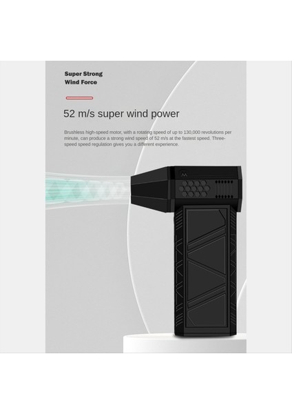Şiddetli Turbo Fan 130000 Rpm El Taşınağı Fırçasız Motor Üç Hızlı Ayar Endüstriyel Kanal Fanı Şiddet Üfleyici Siyah (Yurt Dışından) fiyatları