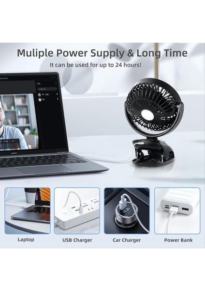 Fan Üzerinde Küçük Masa Klip Taşınabilir Kişisel USB Klip Fan Ev Ofis Seyahat Yatak Arabası Kamp Açık Açık Fan Siyah (Yurt Dışından) modelleri