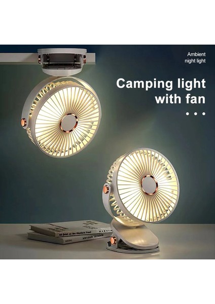 Gece Işığı ile Taşınabilir LED Kamp Fanı USB Şarj Edilebilir Masa Fanı Sessiz Yatak Odası Ofis Açık Pembe (Yurt Dışından) fiyatları