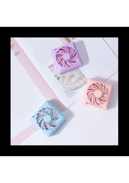 2 Vede Taşınabilir Mini Fan Kompakt Ayna Katlanması Uygun USB Şarj Edilebilir Güzellik Hava Soğutma Fan Mavi (Yurt Dışından)