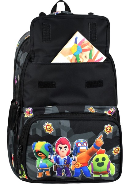 Kore Tarzı Lüks Erkek Çocuk Ortopedik Sırt Destekli İlkokul Çantası Folyolu Beslenme ve Kalemlik