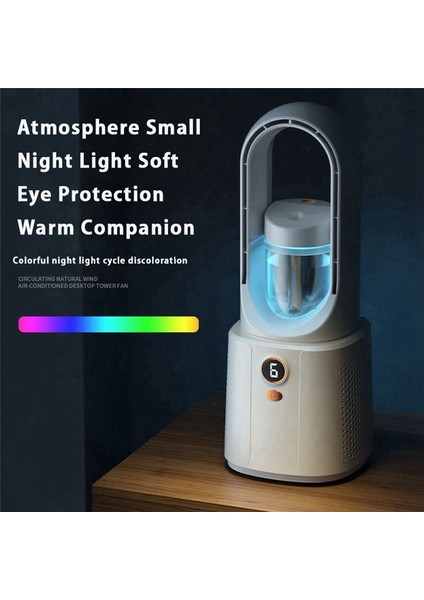 Bladeless Fan Yapraksız Sprey Fan USB Sessiz Masaüstü Yatak Odası Gece Işığı Humidizasyon Elektrik Fan Taşınabilir Fan (Beyaz) (Yurt Dışından) fiyatları