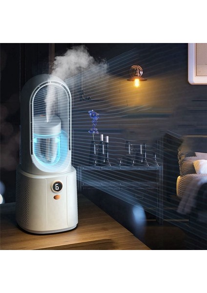 Bladeless Fan Yapraksız Sprey Fan USB Sessiz Masaüstü Yatak Odası Gece Işığı Humidizasyon Elektrik Fan Taşınabilir Fan (Beyaz) (Yurt Dışından) modelleri