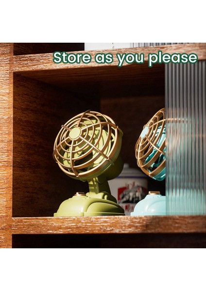 Retro Mini Masaüstü Fan 400MAH USB Şarj Edilebilir Masa Açık Masa Fanı Taşınabilir Masaüstü Fan Beyaz (Yurt Dışından) indirimleri