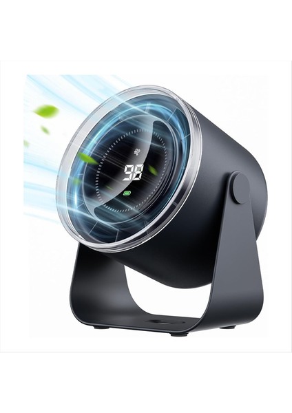 Pil ile Masa Fanı Ofis Için Sessiz Ekran Taşınabilir Fan Ev 100 Hızlı 115 ° Eğim Masa Fanı Mavi Siyah (Yurt Dışından)