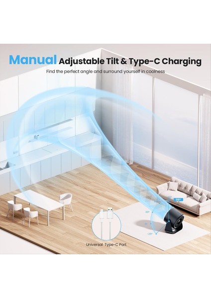 Pil ile Masa Fanı Ofis Için Sessiz Ekran Taşınabilir Fan Ev 100 Hızlı 115 ° Eğim Masa Fanı Mavi Siyah (Yurt Dışından) fiyatları