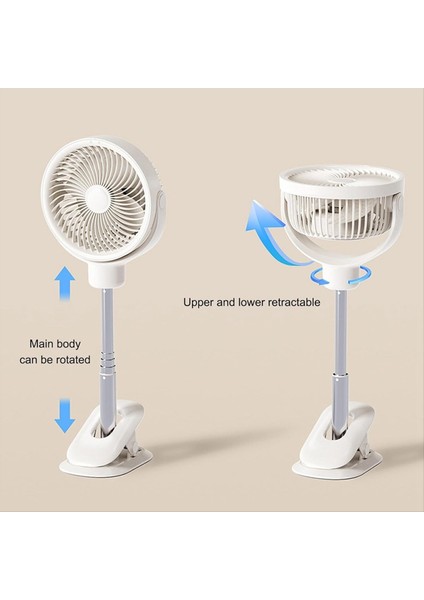 Masa Fanında Klip Taşınabilir Teleskopik Zemin Fanı LED Işık ile 4 Hız Fan Üzerinde Salınan Masa Klibi USB Şarj Edilebilir (Yurt Dışından) fırsatları