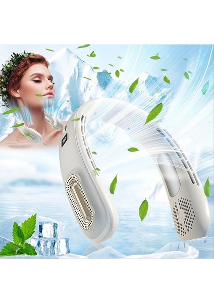 Taşınabilir USB Şarj Edilebilir Boyun Fan Buz Porselen Soğutma Bladess Boyun Fan Elektrik Fan Kremalı Beyaz (Yurt Dışından) fiyatları
