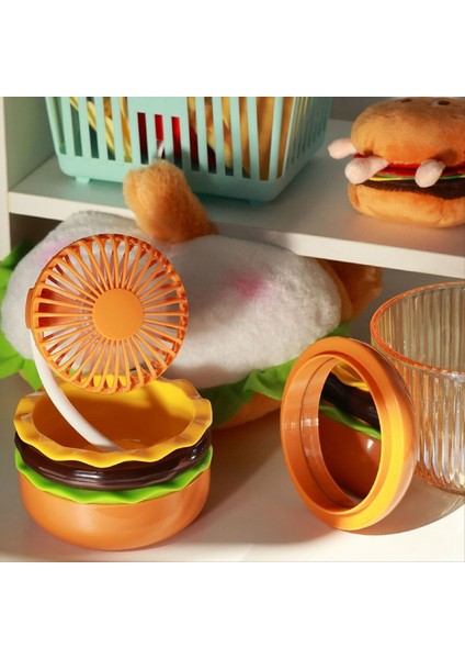 Mini Şarj Edilebilir Fan 500MAH Burger Şekli Çok Işlevli Masa Fanı 3 Hızlar Ayna Universal Fan B Dahil (Yurt Dışından) modelleri
