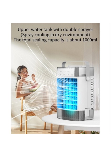 Taşınabilir Klimalar 4 In-1 1000ML Hava Soğutucu 7 Renk Işıkları Oda Ofisi Için Kişisel Mini Saç Kremi Fan (Yurt Dışından)