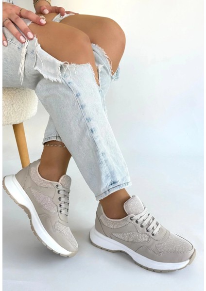 Sptrns Slar Bej Cilt Bağcıklı Spor Ayakkabı (Numara: 39) modelleri