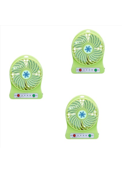 3x Taşınabilir Şarj Edilebilir Mini Fan Hava Soğutucu Mini Masa Fanı USB Soğutma Şarj Edilebilir El Taşınır Fanlar Yeşil (Yurt Dışından)