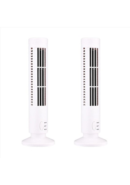2x Yeni USB Tower Fan Bladess Fan Kule Elektrik Fan Mini Dikey Klima Bladess Daimi Fan Beyaz (Yurt Dışından)