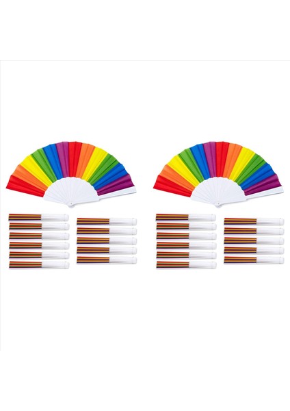 Rainbow Hayranları 24 Paketli Hayranlar Rainbow Lgbtq Taşınabilir Katlanır Hayranlar Katlanır El Hayranları Parti Dekorasyonları (Yurt Dışından)