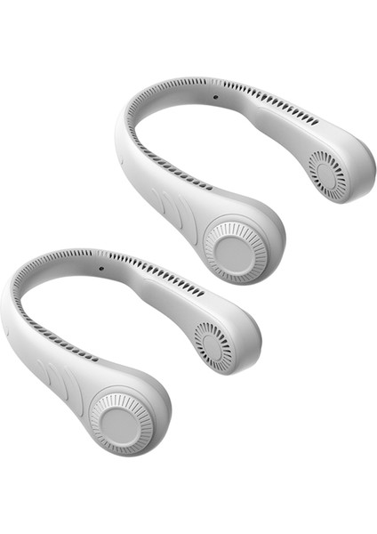 2x Yapraksız Asılı Boyun Fanı 360 Derece Tembel Boyun Bandı Fanı 78 Surround Hava Çıkışları USB 4000MAH Şarj Edilebilir Beyaz (Yurt Dışından)