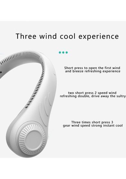 2x Yapraksız Asılı Boyun Fanı 360 Derece Tembel Boyun Bandı Fanı 78 Surround Hava Çıkışları USB 4000MAH Şarj Edilebilir Beyaz (Yurt Dışından) fiyatları