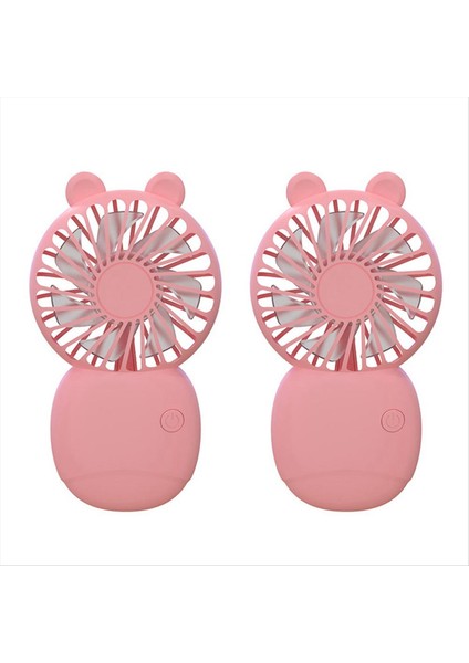 2x Portable Mini Fan Küçük Cep Fan Karikatür Fan Açık Mini Elektrik Fan Pembe (Yurt Dışından)