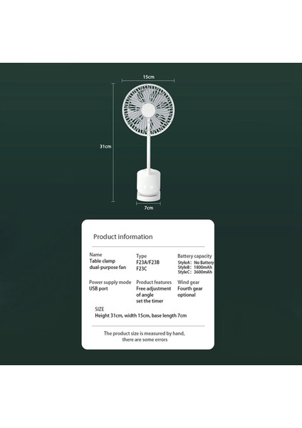 USB Bahçe Hayranları 3600MAH Fan Klip Fanı Taşınabilir Mini Masa Fanı 720 ° Döndürülebilir Pil Fanında 4 Dişli Sessiz Klip (Yurt Dışından) indirimleri