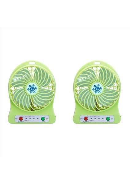 2x Taşınabilir Şarj Edilebilir Mini Fan Hava Soğutucu Mini Masa Fan USB USB Soğutma Şarj Edilebilir El Taşınır Fanlar Yeşil (Yurt Dışından)
