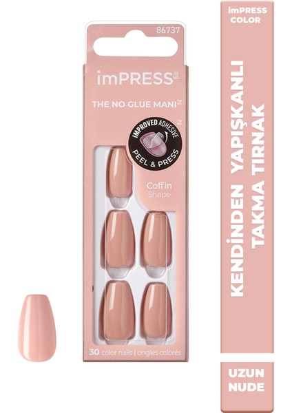 Color Kendinden Yapışkanlı Takma Tırnak Uzun Nude Kiremit