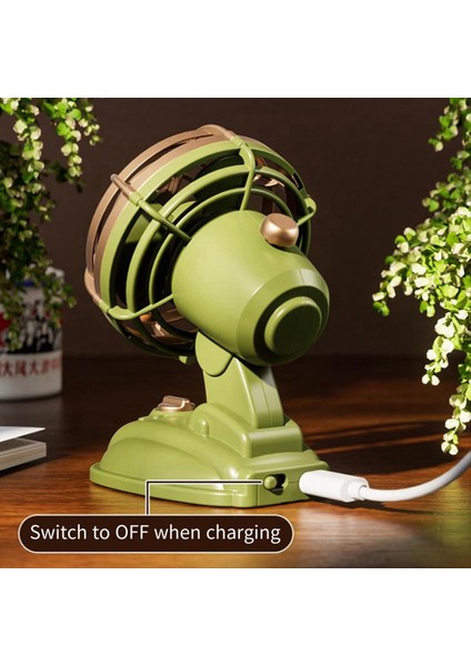 Retro Mini Masaüstü Fan 400MAH USB Şarj Edilebilir Masa Açık Masa Fanı Taşınabilir Masaüstü Fan Mavi (Yurt Dışından) fiyatları