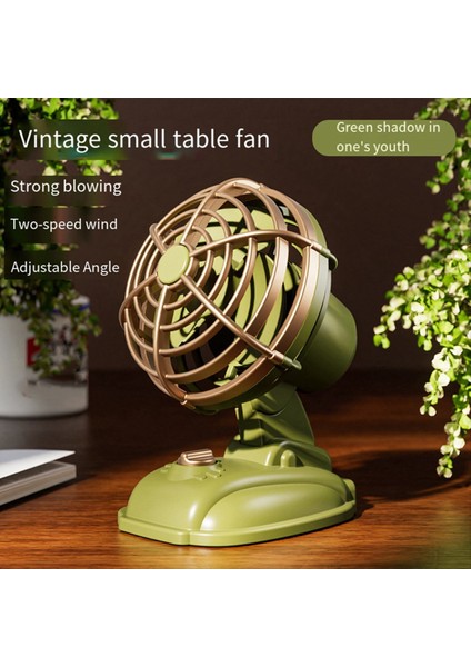 Retro Mini Masaüstü Fan 400MAH USB Şarj Edilebilir Masa Açık Masa Fanı Taşınabilir Masaüstü Fan Mavi (Yurt Dışından) indirimleri