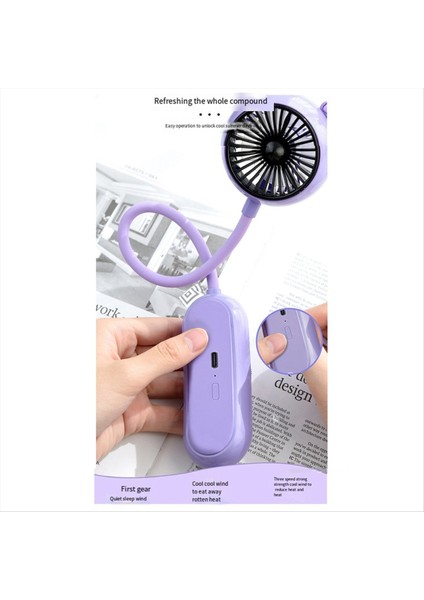 Boyun Fan 300-500MAH Pil Çalışan Boyun Bandı Fanı Elsiz Giyilebilir Kişisel Fan Sıcak Flashes Home Mor Için (Yurt Dışından) fırsatları