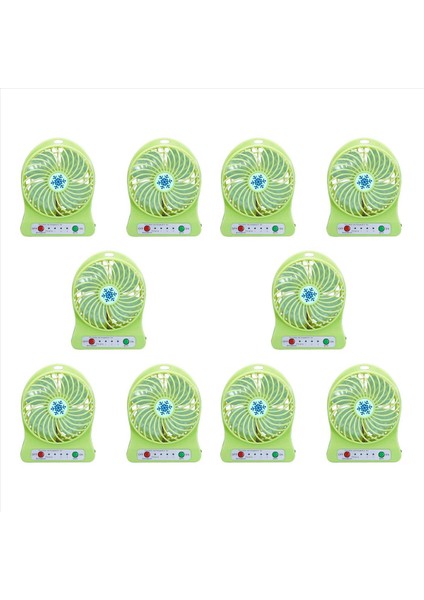 10X Taşınabilir Şarj Edilebilir Mini Fan Hava Soğutucu Mini Masa Fanı USB USB Soğutma Şarj Edilebilir El Fanları Yeşil (Yurt Dışından)