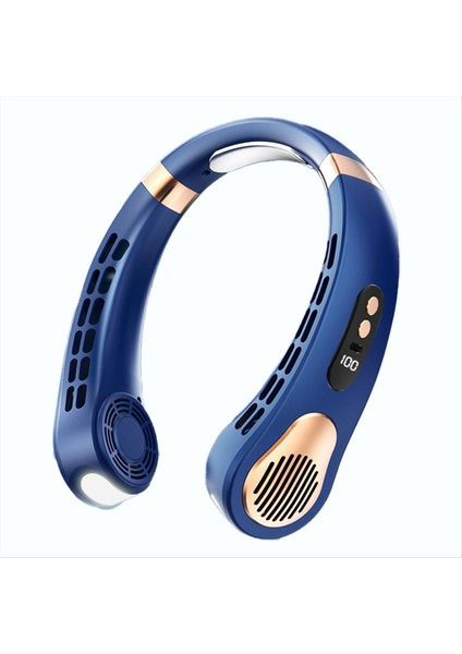 Taşınabilir Mini Asma Boyun Fan Güç Ventilador Bladess Boyun Bandı Fan Hava Soğutucu USB Şarj Edilebilir Elektrik Fanları Mavi (Yurt Dışından)