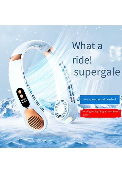 Taşınabilir Mini Asma Boyun Fan Güç Ventilador Bladess Boyun Bandı Fan Hava Soğutucu USB Şarj Edilebilir Elektrik Fanları Mavi (Yurt Dışından) fiyatları