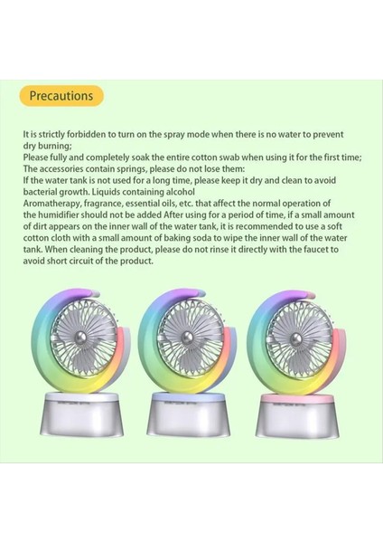 LED Fan Pille Çalışan Sessiz Fan Taşınabilir Nemlendirici Fan 600ML Tank 3 Hızları Ayarlanabilir USB Şarj Edilebilir Fan A (Yurt Dışından) indirimleri
