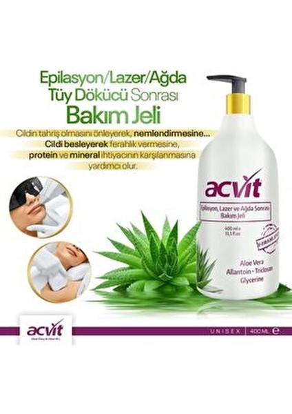 Epilasyon, Lazer ve Ağda Sonrası Onarıcı Bakım Jeli 400 ml Ferahlatıcı Etki