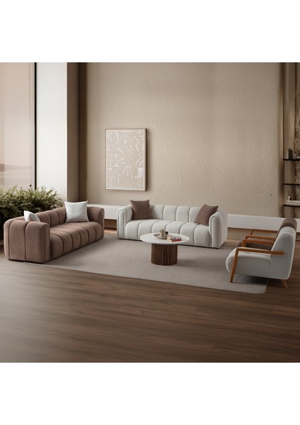 Nline Koltuk Takımı 3+3+1+1 Kahverengi