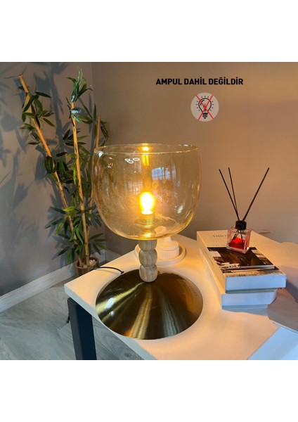 Dijon Cam Bal Rengi Üç Boncuk Masa Lambası Dekoratif Masaüstü Aydınlatma Yatak Odası Başucu Lamba modelleri