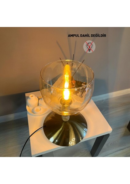 Dijon Cam Bal Rengi Üç Boncuk Masa Lambası Dekoratif Masaüstü Aydınlatma Yatak Odası Başucu Lamba fırsatları