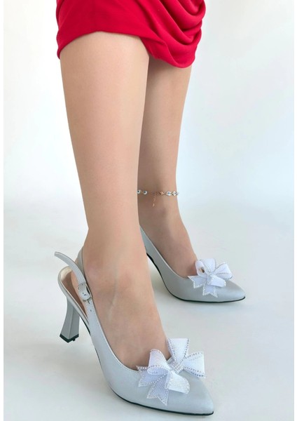Sptrns Mewi Gümüş Saten Topuklu Ayakkabı (Numara: 37) modelleri