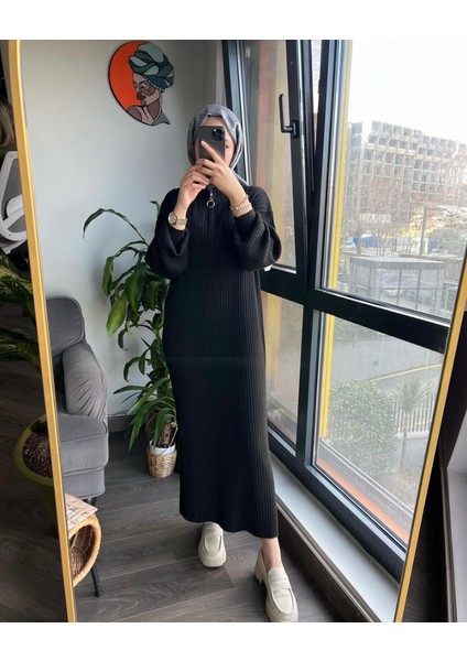 Fermuarlı Triko Elbise