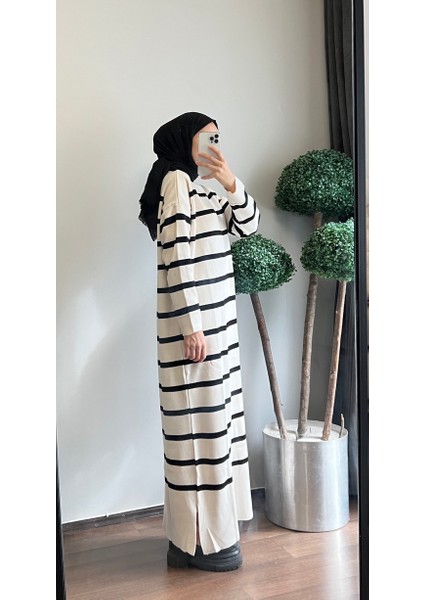 Çizgili Uzun Triko Elbise fiyatları